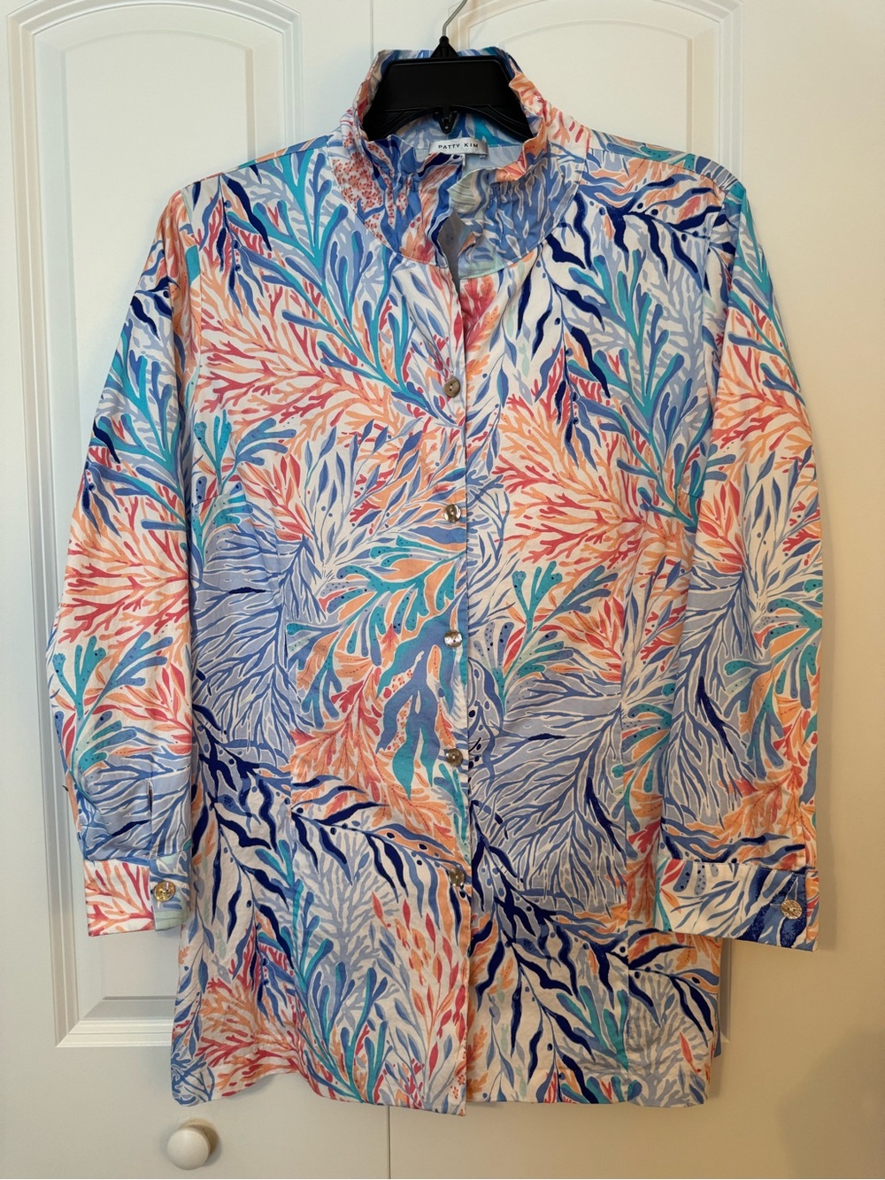 PATTY KIM Multicolor Pastel Coral-Print Blouse